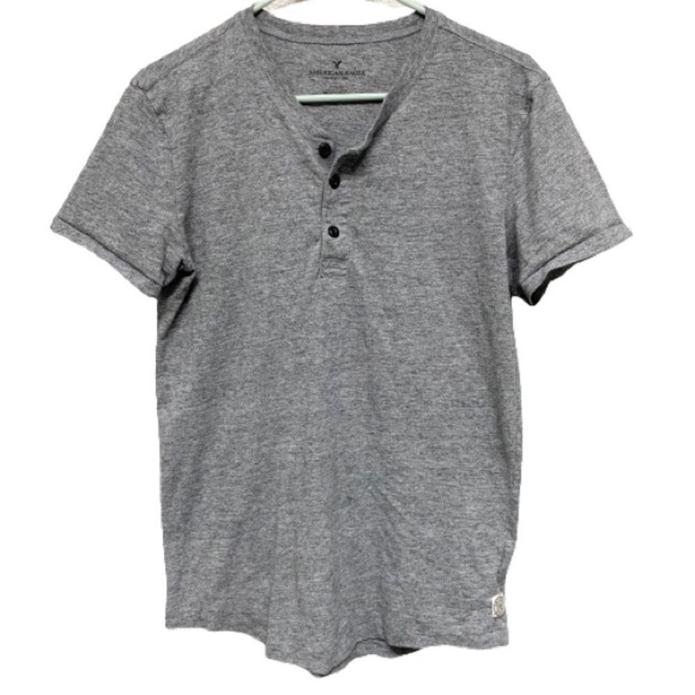 American‎ Eagle Outfitter Gray Short Sleeve Henley T-Shirt Size S